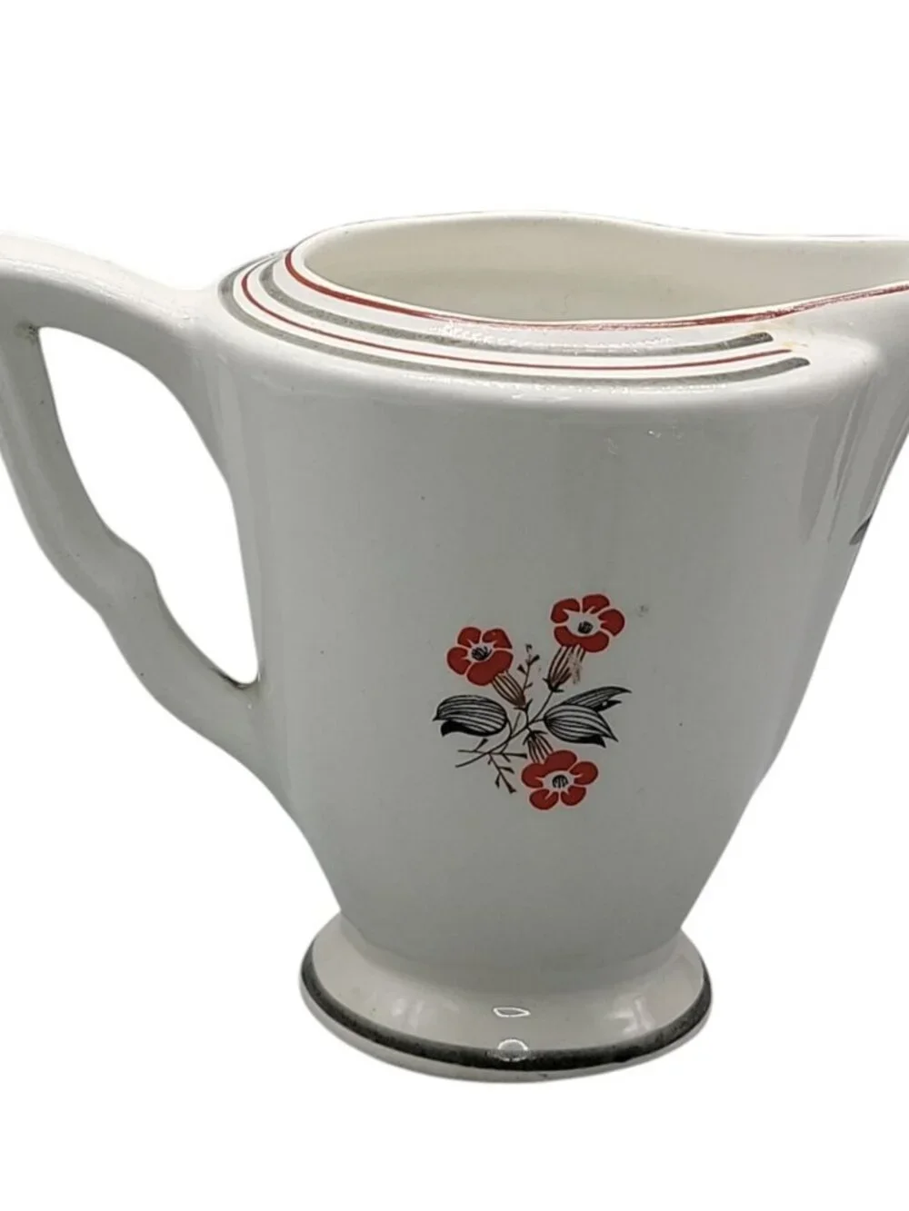Vtg Art Deco Tashiro Shoten Japan Hand-Painted Orange Poppy Ceramic Creamer 1920